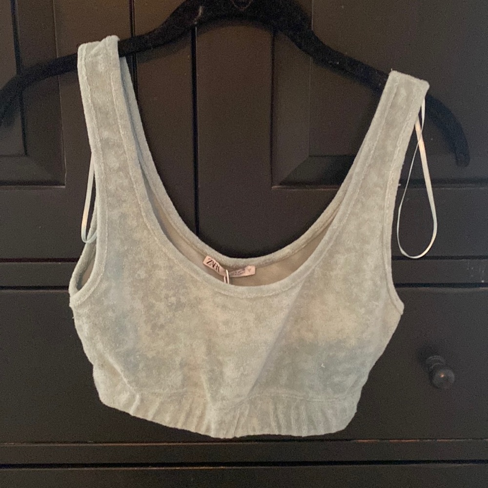 Zara blur terrycloth like crop tank. Size small. NWT.
